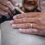 Ashraf Hanna at work in his studio 2019
